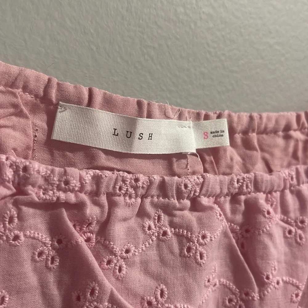 Lush Pink Cinched Puff Sleeve Mini Dress - Picture 5 of 9